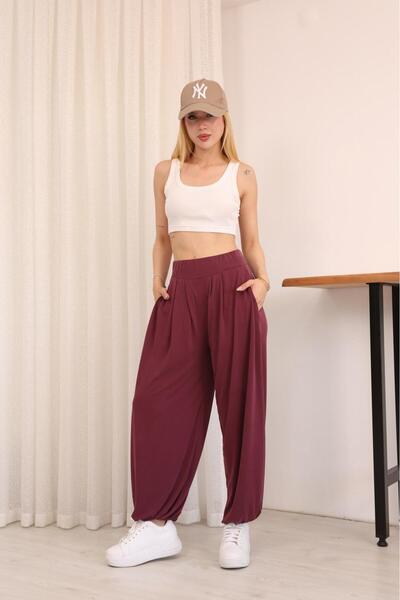 Mersella Comfort Women's High Waist Casual Baggy Trousers with Pockets
