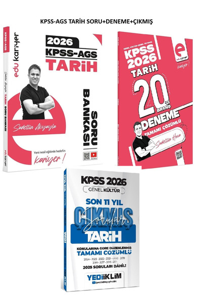Yediiklim Yayınları EDU Kariyer 2026 KPSS MEB-AGS Tarih Soru Bankası+Deneme+y...