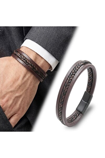 OGHAMAY Brown Black Hair Braided Multiple Bracelet 18393B10D2