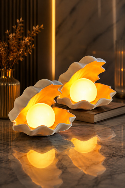 PRİNTELLA Deniz Kabuğu LED Gece Lambası 2'li Set | 2 LED Mum Hediyeli | Dekor...
