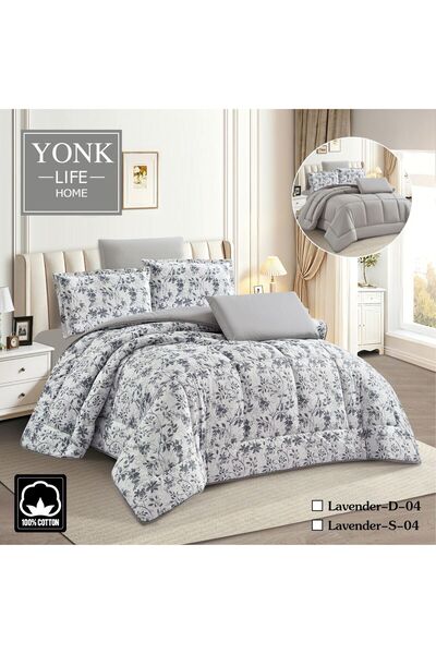 YONK Lavender Nefren 100% Cotton Double-Sided 6 Piece Duvet - Natural Cotton ...