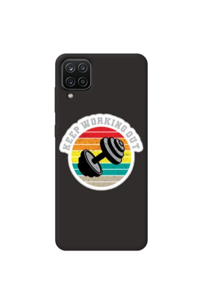 Other Samsung A12 Keep working out Black Colored Silicone TPU Θήκη