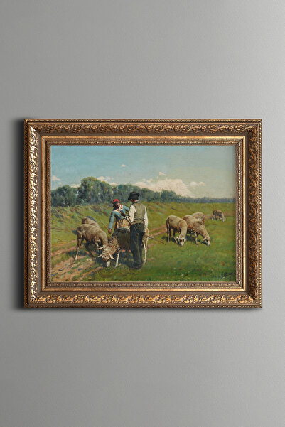 epiqart Sheep Grazing - Vintage Patterned Painting - Thick Model