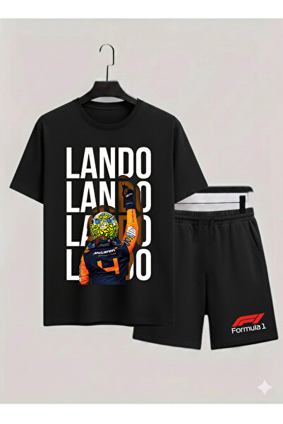MAGORS طقم تي شيرت وشورت للأطفال مطبوع عليه LANDO NORRIS مصنوع من القطن بنسبة...