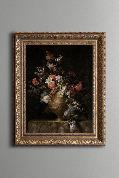 epiqart Flowers in a Vase - Vintage Patterned Painting - Thick Model