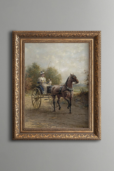 epiqart Morning Ride - Vintage Patterned Painting - Thick Model