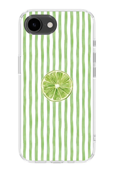 FLAMENKO iPhone 17E Uyumlu Lime Dilimi Desenli Şeffaf Telefon Kılıfı