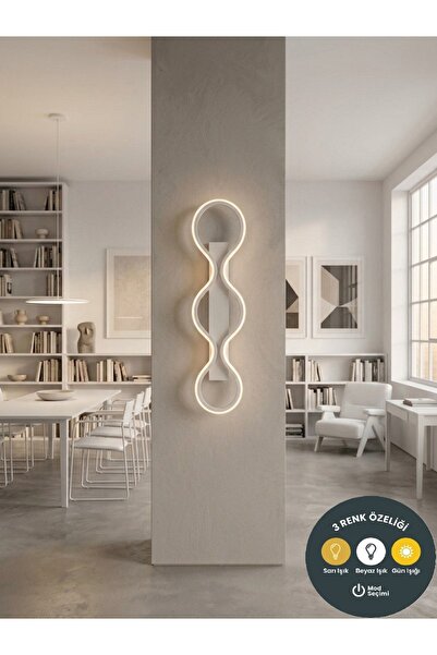 Lzy Avize Store Lumina Loop White Design Vertical Led Sconce Modern Night Lig...
