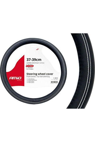 AMIO Car Steering Wheel Cover with Diameter 37-39cm made of Leatherette Black...