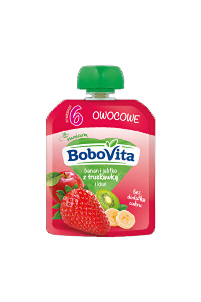 Bobovita Piure bebelusi BOBOVITA, banana, mar, capsuna si kiwi, 80g, fara gluten