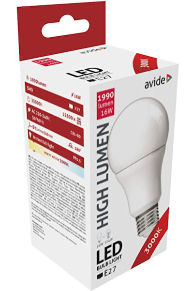 Avide ABG27WW-16W-AP Λάμπα LED 16W 71mm για ντουί E27 και σχήμα A70 Θερμό Λευ...