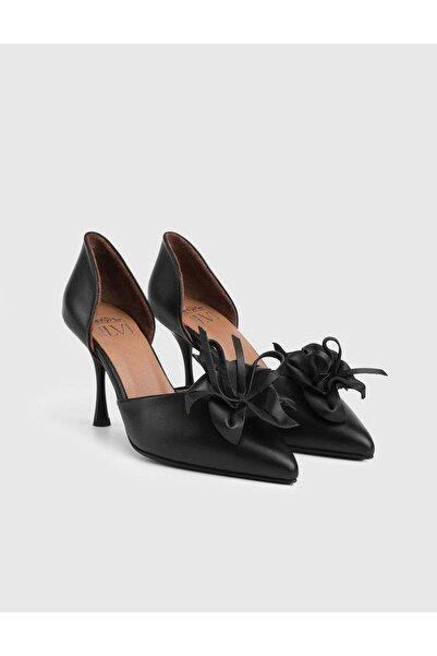 İLVİ Davina Genuine Leather Women's Black Heeled Shoes