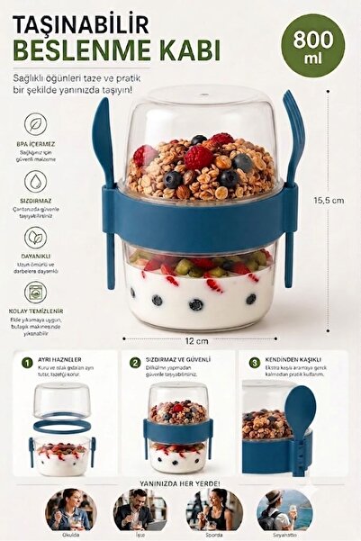 Sowo Home Yogurt Oatmeal Muesli Diet Storage Container Practical Portable Spo...