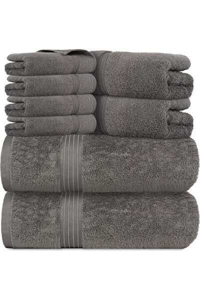 Bliss Casa - 8 Pieces Towel Set - 2 Bath Towels, 2 Hand Towels, and 4 Washcloths, 600 GSM Ring Spun Cotton Highly Absorbent Towels for Bathroom, Shower Towel