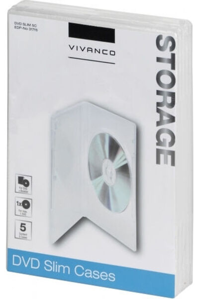 Vivanco Λεπτή Διαφανής Θήκη DVD, 5 τεμάχια