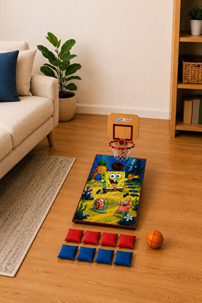 Kids Twotoys Mini Cornhole Basketbol Potalı Ahşap Eğlence Oyunu 60x40