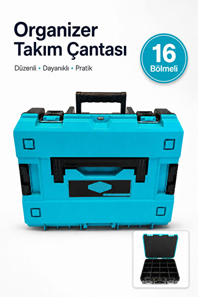 Badem10 Organizer Takım Çantası 16 Bölmeli Plastik Alet Kutusu Vida Dübel Hır...