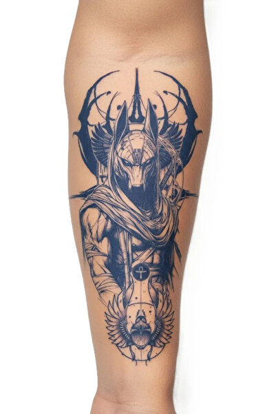 medink tattoo 1 Ay Kalıcı 24 Saat Sonra Kararan Anubis model geçici dövme tattoo