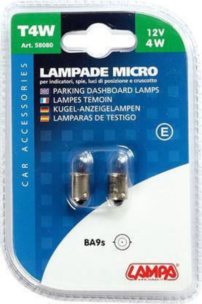 Lampa Σετ Λαμπτήρων Αυτοκινήτου Μικρολάμπες T4W 12V 4W 2 τεμάχια