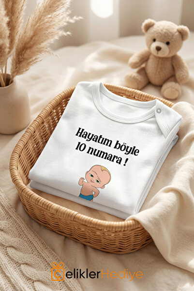 ÇELİKLER HEDİYE My Life Is Like This Number 10 Printed Baby Bodysuit 100% Cot...