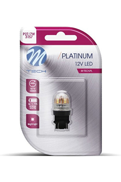 M-TECH Λάμπες Αυτοκινήτου P27/7W Canbus LED Ψυχρό Λευκό 12-24V 2.8W 1 τεμάχιο