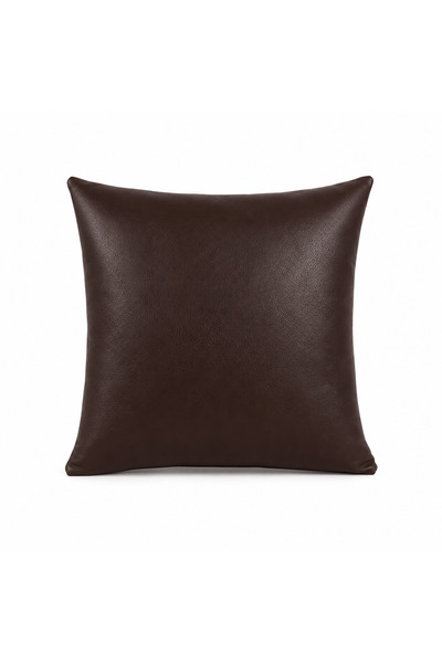 NURHAN HOME COLLECTION Mocha Leather Throw Pillow Cover - Leather Fabric Sing...