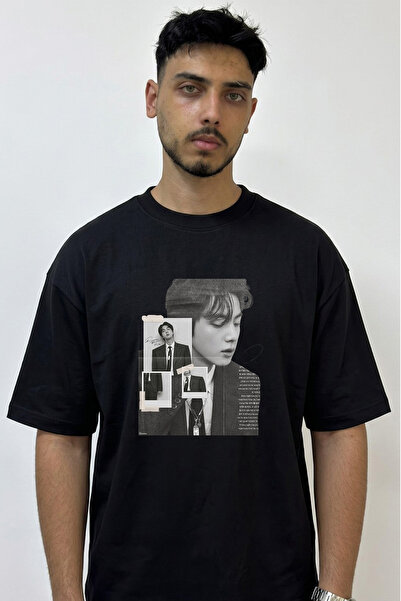 Anetos Seokjin Jin Design Printed Oversize Black T-Shirt