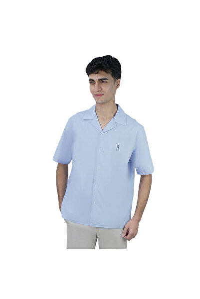 Giordano Men's Relaxed Fit Short Sleeve Lion Oxford Shirt