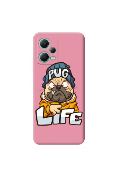 Other Xiaomi Redmi Note 12 Pro 5G Pug Life 2 Pink Colored Silicone TPU Θήκη