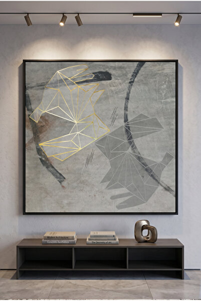 Jasmine Art Geometric Gold Rabbit Geometric Wall Art | Framed Canvas Print wi...