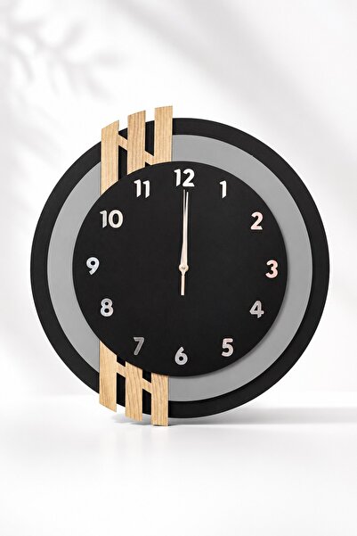 Nixar Desing Nordic Line 2 Premium Ahşap Duvar Saati 43 cm | Modern Dekoratif...