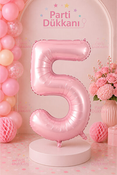 Parti Dükkanı 5 Number Foil Balloons 34 Inch 76 cm Pink Color Helium Compatib...