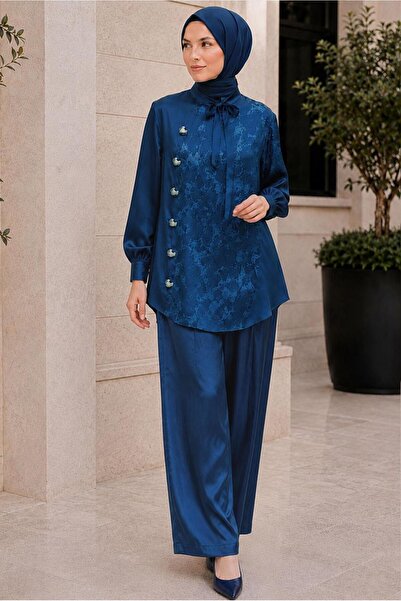 Alvina Saten Jacquard Pants Suit 20959