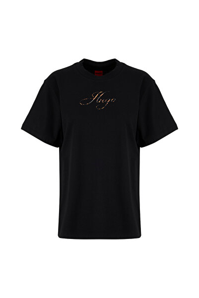 HUGO Siyah Kadın Logo Baskılı T-Shirt 50560566