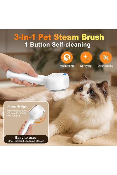 Gonice Pet Steam Brush for Dog & Cat - 3-in-1 Spray Hair Removal Comb for Shedding & Grooming