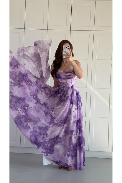 ayşenur Dinçer butik Şahmaran Lila Büyülü Abiye