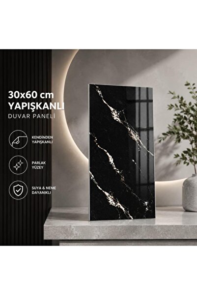 Renkli Duvarlar 30X60cm Siyah Yapışkanlı Duvar,banyo,tezgah arası kaplama Köp...