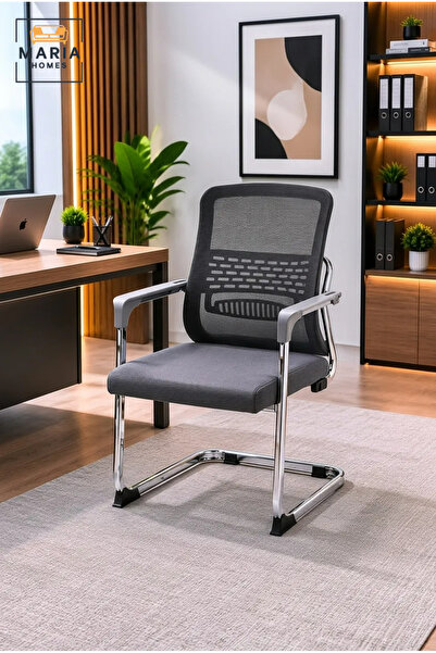 MARIA HOMES Contemporary Mesh Visitor Chair with Cushioned Seat, Chrome Canti...