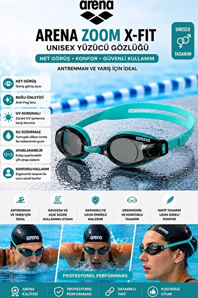 ARENA Zoom X-Fit Unisex Yüzücü Gözlüğü | Anti-Fog UV Korumalı Profesyonel Hav...