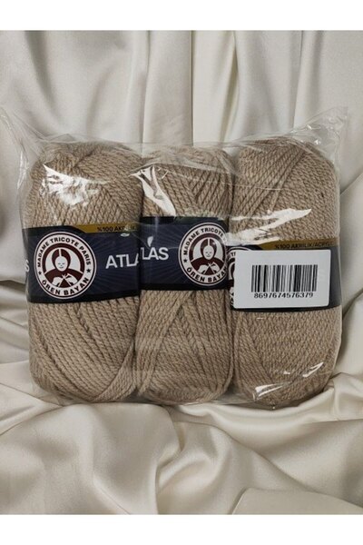 Ören Bayan Atlas Beige Hand Knitting Yarn (3 Pieces) - Color: 130