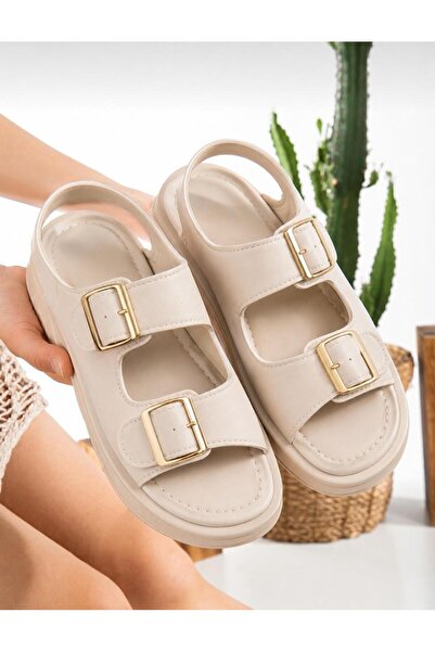 PLN SHOES Double-Strapped Elastic Double-Buckle Comfortable Women's Sandals w...