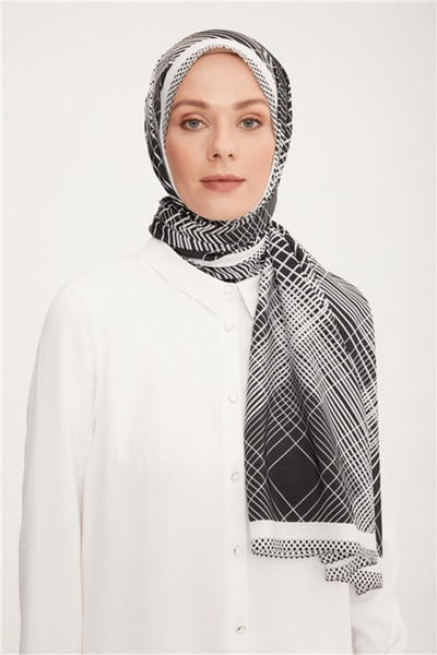 Armine Trend Siyah - Beyaz Modal Şal 5336 - 02