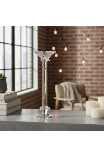 LC Waikiki Sheer Glass Candlestick 26 cm for 1 Candle