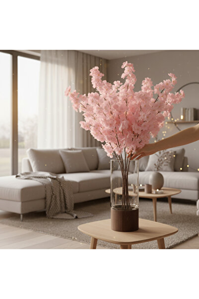 OEM Ramură Artificială Sakura Roz Pal 90 cm