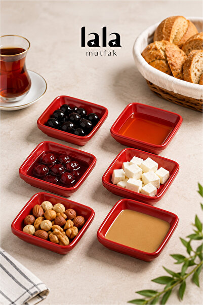 Lala Mutfak Kare Mini Sosluk 6’lı Set (8x8 cm) - Melamin Kahvaltılık Reçellik...