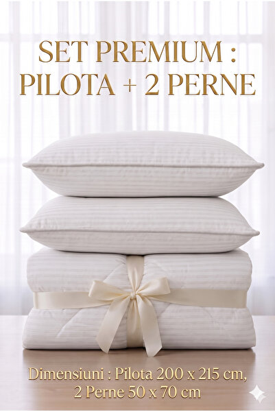 NufJoy Set Premium Pilota Matlasata dubla 200x215 cm + 2 Perne Matlasate 50x7...
