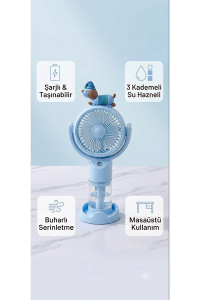 XTRIKE ME Şarjlı Masaüstü Mini Fan - 3 Kademeli Su Hazneli Buharlı Serinletic...