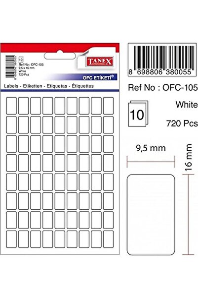 Tanex Label Ofc-111 White 19X23 mm 10 Pieces - 2 Packs