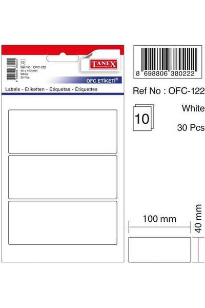 Tanex Label Ofc-122 40X100 White 2 Packs of 10