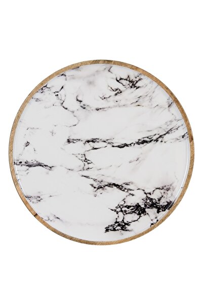 Paşabahçe Marble Wooden Decorative Plate L, Presentation, Stylish Design